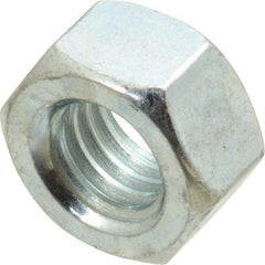Value Collection - 7/16-14 UNC Steel Right Hand Hex Nut - 11/64" Across Flats, 3/8" High, Zinc-Plated Finish - Exact Tool & Supply
