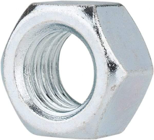 Value Collection - 1/2-13 UNC Steel Right Hand Hex Nut - 3/4" Across Flats, 7/16" High, Zinc-Plated Finish - Exact Tool & Supply