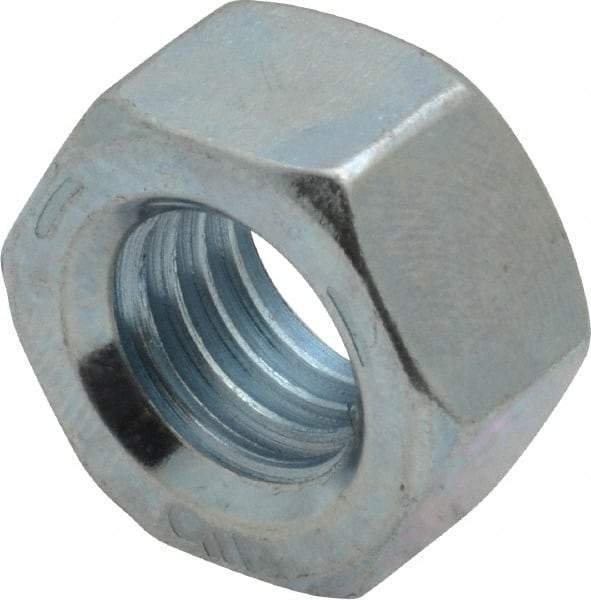 Value Collection - 9/16-12 UNC Steel Right Hand Hex Nut - 7/8" Across Flats, 31/64" High, Zinc-Plated Finish - Exact Tool & Supply
