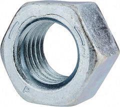 Value Collection - 1-1/8 - 7 UNC Steel Right Hand Hex Nut - 1-11/16" Across Flats, 31/32" High, Zinc-Plated Finish - Exact Tool & Supply