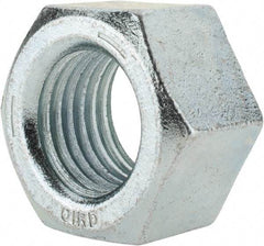 Value Collection - 1-1/2 - 6 UNC Steel Right Hand Hex Nut - 2-1/4" Across Flats, 1-9/32" High, Zinc-Plated Finish - Exact Tool & Supply