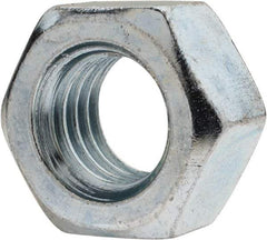Value Collection - 9/16-12 UN Steel Right Hand Hex Nut - 7/8" Across Flats, 31/64" High, Zinc-Plated Finish - Exact Tool & Supply