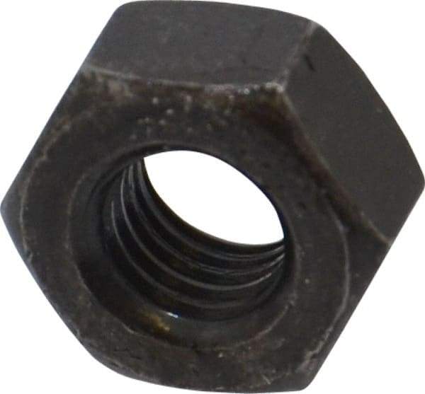 Value Collection - 1/4-28 UNF Steel Right Hand Hex Nut - 7/16" Across Flats, 7/32" High, Black Oxide Finish - Exact Tool & Supply