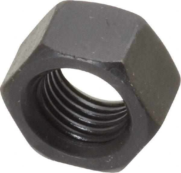 Value Collection - 3/8-24 UNF Steel Right Hand Hex Nut - 9/16" Across Flats, 21/64" High, Black Oxide Finish - Exact Tool & Supply