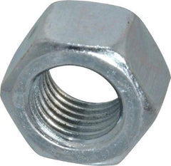 Value Collection - 3/8-24 UN Steel Right Hand Hex Nut - 9/16" Across Flats, 21/64" High, Zinc-Plated Finish - Exact Tool & Supply