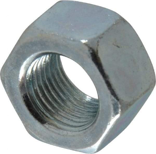 Value Collection - 1/2-20 UN Steel Right Hand Hex Nut - 3/4" Across Flats, 7/16" High, Zinc-Plated Finish - Exact Tool & Supply