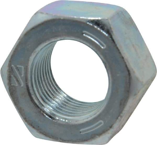 Value Collection - 9/16-18 UNF Steel Right Hand Hex Nut - 7/8" Across Flats, 31/64" High, Zinc-Plated Finish - Exact Tool & Supply