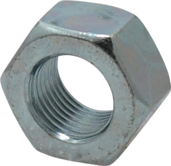 Value Collection - 9/16-18 UN Steel Right Hand Hex Nut - 7/8" Across Flats, 31/64" High, Zinc-Plated Finish - Exact Tool & Supply
