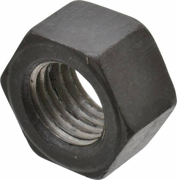 Value Collection - 1-8 UNC Steel Left Hand Hex Nut - 1-1/2" Across Flats, 55/64" High, Uncoated - Exact Tool & Supply