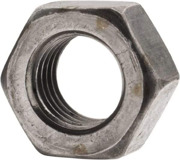 Value Collection - 5/16-24 UNF Steel Left Hand Hex Nut - 1/2" Across Flats, 17/64" High, Uncoated - Exact Tool & Supply