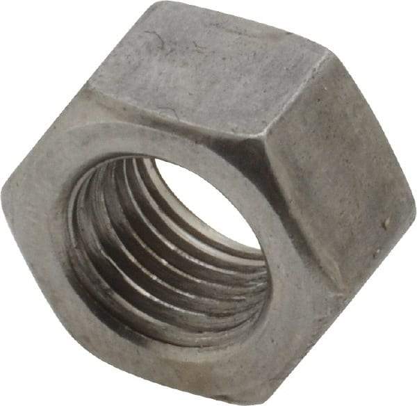Value Collection - 3/8-24 UNF Steel Left Hand Hex Nut - 9/16" Across Flats, 21/64" High, Uncoated - Exact Tool & Supply