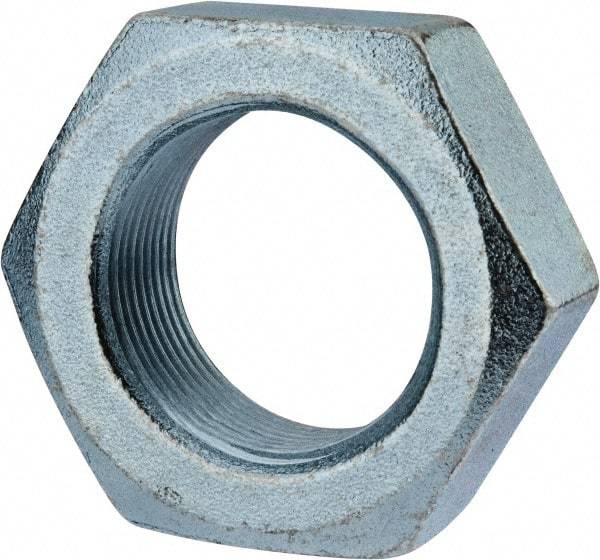Value Collection - 1-1/2 - 12 UN Steel Right Hand Hex Jam Nut - 2-1/4" Across Flats, 27/32" High, Zinc-Plated Finish - Exact Tool & Supply