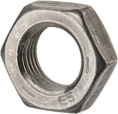 Value Collection - 9/16-18 UNF Steel Left Hand Hex Jam Nut - 7/8" Across Flats, 5/16" High, Uncoated - Exact Tool & Supply