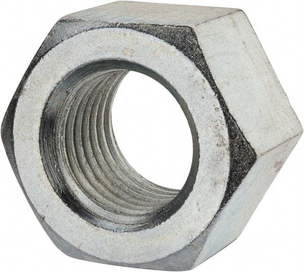 Value Collection - 2 - 4-1/2 UNC Steel Right Hand Heavy Hex Nut - 3-1/8" Across Flats, 1-31/32" High, Zinc Clear Finish - Exact Tool & Supply