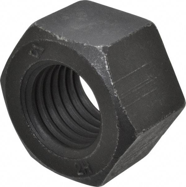 Value Collection - 1-8 UNC Steel Right Hand Heavy Hex Nut - 1-5/8" Across Flats, 63/64" High, Uncoated, 2B Class of Fit - Exact Tool & Supply