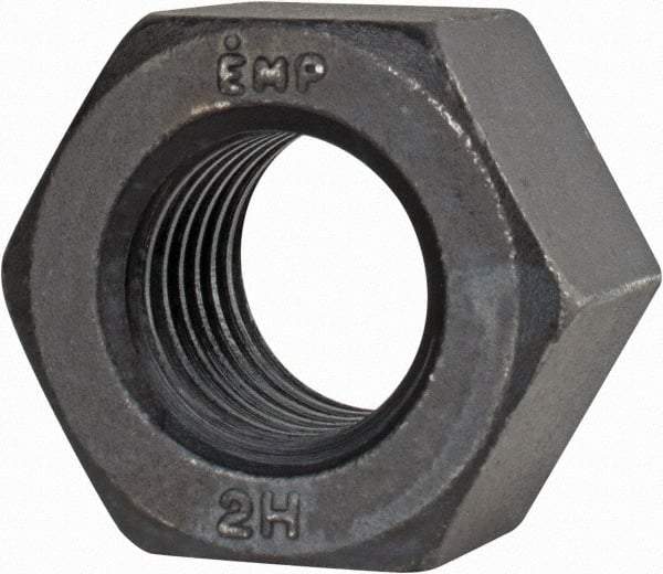 Value Collection - 1-1/8 - 7 UNC Steel Right Hand Heavy Hex Nut - 1-13/16" Across Flats, 1-7/64" High, Uncoated, 2B Class of Fit - Exact Tool & Supply
