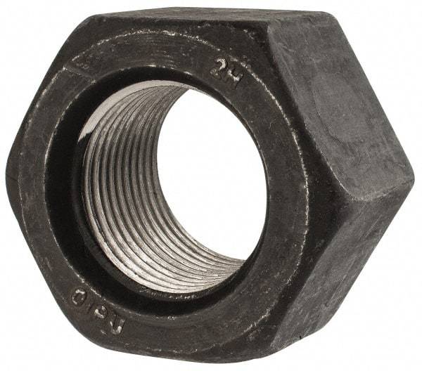 Value Collection - 1-3/4 - 8 UN Steel Right Hand Heavy Hex Nut - 2-3/4" Across Flats, 1-23/32" High, Uncoated, 2B Class of Fit - Exact Tool & Supply