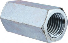 Value Collection - 1-1/8 - 7 UNC, 3" OAL Steel Standard Coupling Nut - Zinc-Plated Finish, 1-1/2" Width Across Flats - Exact Tool & Supply