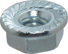 Value Collection - #10-24, 1/2" Flange Diam, Serrated Flange Nut - Grade Grade 2 Steel, Zinc-Plated Finish, 7/32" Flange Height - Exact Tool & Supply