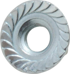 Value Collection - 1/4-20, 19/32" Flange Diam, Serrated Flange Nut - Grade Grade 2 Steel, Zinc-Plated Finish, 0.236" Flange Height - Exact Tool & Supply