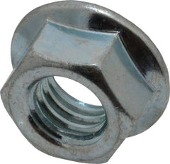 Value Collection - 3/8-16, 3/4" Flange Diam, Serrated Flange Nut - Grade Grade 2 Steel, Zinc-Plated Finish, 0.347" Flange Height - Exact Tool & Supply