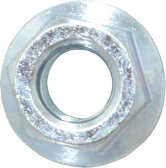 Value Collection - 7/16-14, 15/16" Flange Diam, Serrated Flange Nut - Grade Grade 2 Steel, Zinc-Plated Finish, 0.395" Flange Height - Exact Tool & Supply