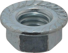 Value Collection - 1/2-13, 1.031" Flange Diam, Serrated Flange Nut - Grade Grade 2 Steel, Zinc-Plated Finish, 0.458" Flange Height - Exact Tool & Supply