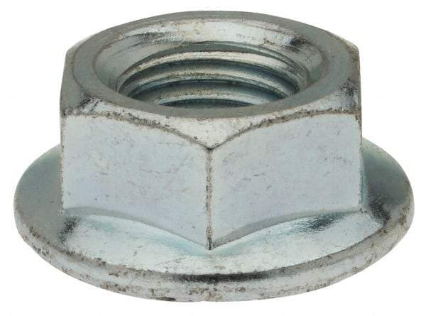 Value Collection - 7/16-20, 15/16" Flange Diam, Serrated Flange Nut - Grade Grade 2 Steel, Zinc-Plated Finish, 0.395" Flange Height - Exact Tool & Supply