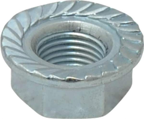 Value Collection - 1/2-20, 1.031" Flange Diam, Serrated Flange Nut - Grade Grade 2 Steel, Zinc-Plated Finish, 0.458" Flange Height - Exact Tool & Supply