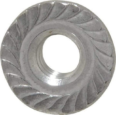 Value Collection - 1/4-20, 19/32" Flange Diam, Serrated Flange Nut - Grade 18-8 Stainless Steel, 0.236" Flange Height - Exact Tool & Supply