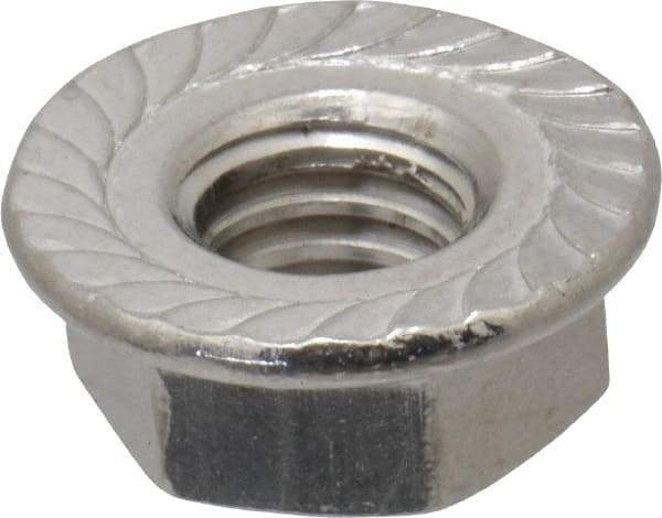 Value Collection - 5/16-18, 0.68" Flange Diam, Serrated Flange Nut - Grade 18-8 Stainless Steel, 0.283" Flange Height - Exact Tool & Supply