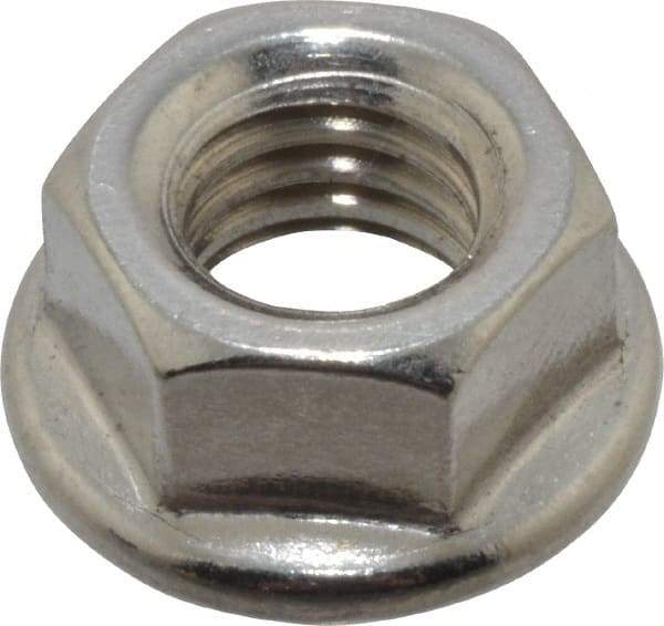 Value Collection - 3/8-16, 3/4" Flange Diam, Serrated Flange Nut - Grade 18-8 Stainless Steel, 0.347" Flange Height - Exact Tool & Supply