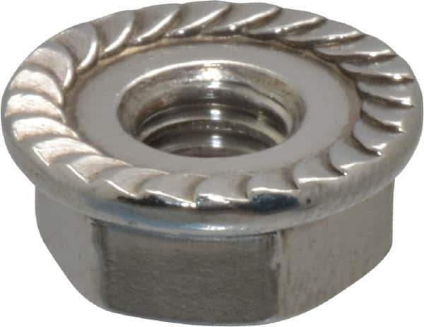 Value Collection - #10-32, 1/2" Flange Diam, Serrated Flange Nut - Grade 18-8 Stainless Steel, 7/32" Flange Height - Exact Tool & Supply