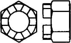 Value Collection - 1-3/8 - 12 UNF Grade 5 Steel Castle Locknut - 2-1/16" Width Across Flats, 1-3/8" High, Uncoated - Exact Tool & Supply