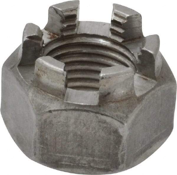Value Collection - 1/2-20 UNF Grade 5 Steel Castle Locknut - 3/4" Width Across Flats, 9/16" High, Uncoated - Exact Tool & Supply