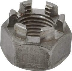 Value Collection - 1/2-20 UNF Grade 5 Steel Castle Locknut - 3/4" Width Across Flats, 9/16" High, Uncoated - Exact Tool & Supply