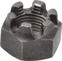 Value Collection - 9/16-18 UNF Grade 5 Steel Castle Locknut - 7/8" Width Across Flats, 39/64" High, Uncoated - Exact Tool & Supply