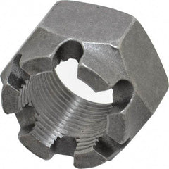Value Collection - 1-14 UNF Grade 5 Steel Castle Locknut - 1-1/2" Width Across Flats, 1" High, Uncoated - Exact Tool & Supply