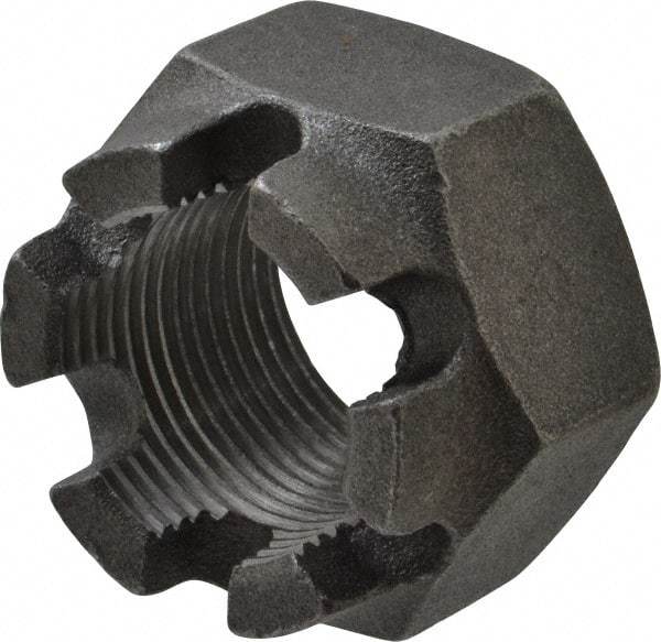 Value Collection - 1-1/4 - 12 UNF Grade 5 Steel Castle Locknut - 1-7/8" Width Across Flats, 1-1/4" High, Uncoated - Exact Tool & Supply