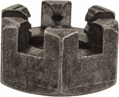 Value Collection - 3/8-16 UNC Grade 2 Steel Slotted Locknut - 9/16" Width Across Flats, 21/64" High, Uncoated - Exact Tool & Supply