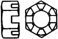Value Collection - 7/16-14 UNC Grade 2 Steel Slotted Locknut - 11/16" Width Across Flats, 3/8" High, Uncoated - Exact Tool & Supply