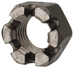 Value Collection - 1-8 UNC Grade 2 Steel Slotted Locknut - 1-1/2" Width Across Flats, 55/64" High, Uncoated - Exact Tool & Supply