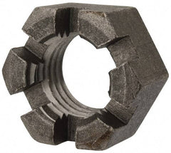 Value Collection - 1-1/8 - 7 UNC Grade 2 Steel Slotted Locknut - 1-11/16" Width Across Flats, 29/32" High, Uncoated - Exact Tool & Supply