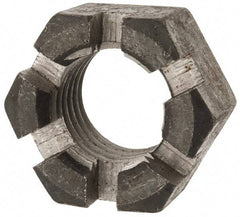 Value Collection - 1-3/8 - 6 UNC Grade 2 Steel Slotted Locknut - 4-1/2" Width Across Flats, 2-37/64" High, Uncoated - Exact Tool & Supply
