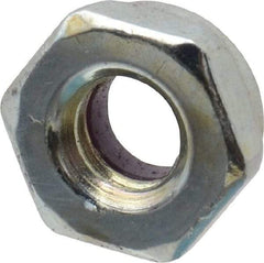 Value Collection - 1/4-20 UNC Grade 2 Hex Jam Lock Nut with Nylon Insert - 7/16" Width Across Flats, 7/32" High, Zinc-Plated Finish - Exact Tool & Supply