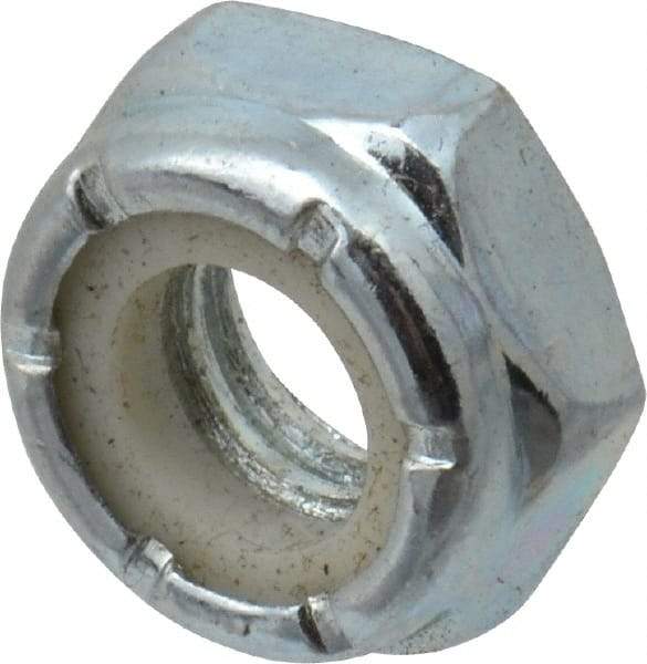 Value Collection - 5/16-18 UNC Grade 2 Hex Jam Lock Nut with Nylon Insert - 1/2" Width Across Flats, 17/64" High, Zinc-Plated Finish - Exact Tool & Supply
