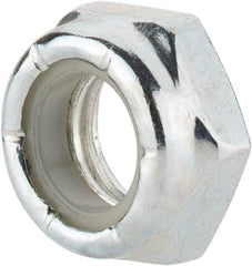 Value Collection - 3/8-16 UNC Grade 2 Hex Jam Lock Nut with Nylon Insert - 9/16" Width Across Flats, 9/32" High, Zinc-Plated Finish - Exact Tool & Supply