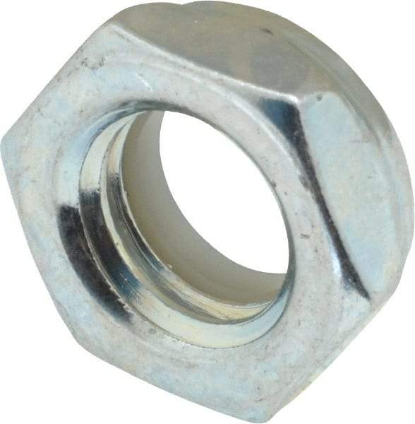 Value Collection - 1/2-13 UNC Grade 2 Hex Jam Lock Nut with Nylon Insert - 3/4" Width Across Flats, 21/64" High, Zinc-Plated Finish - Exact Tool & Supply