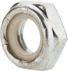 Value Collection - 1-8 UNC Grade 2 Hex Lock Nut with Nylon Insert - 1-7/16" Width Across Flats, 35/64" High, Zinc-Plated Finish - Exact Tool & Supply