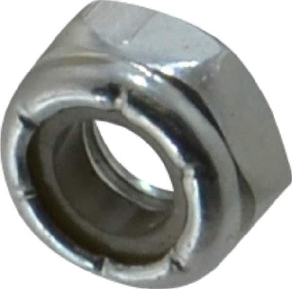 Value Collection - 1/4-28 UNF Grade 2 Hex Jam Lock Nut with Nylon Insert - 7/16" Width Across Flats, 7/32" High, Zinc-Plated Finish - Exact Tool & Supply